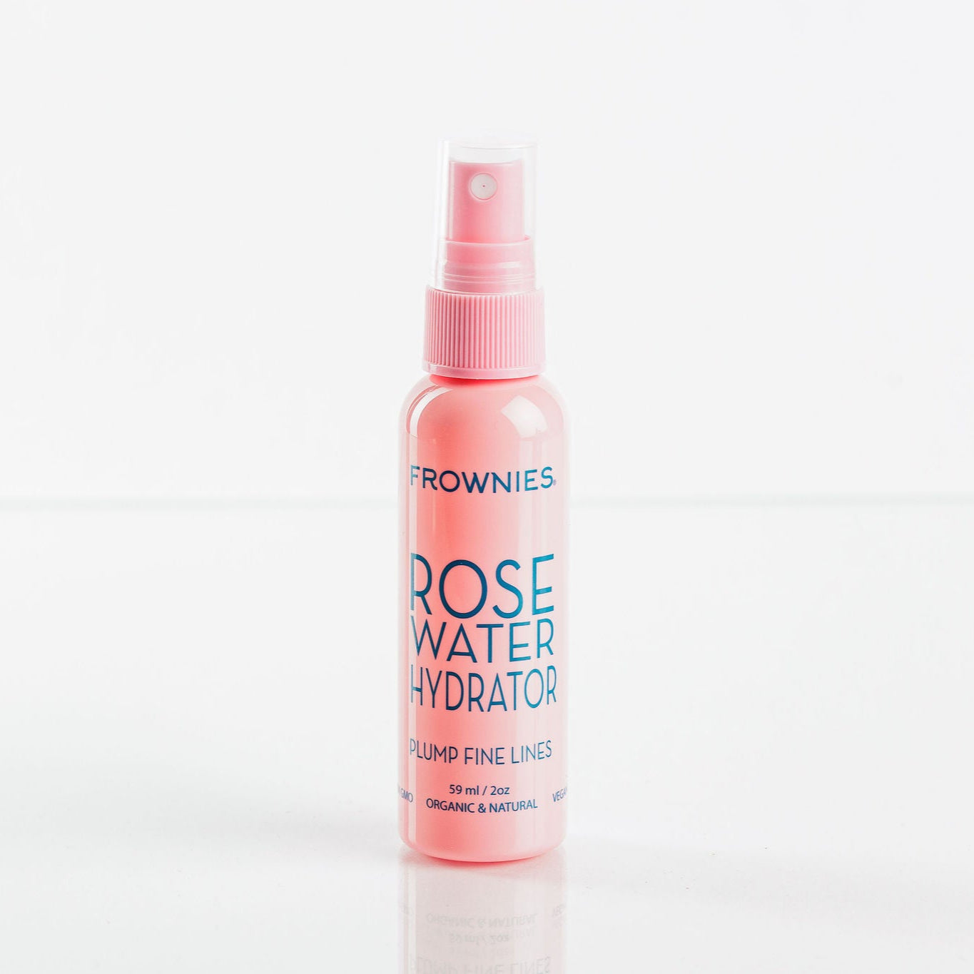 Frownies rose water hydrator spray shown on a clean white background