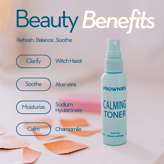 Beauty benefits for Frownies calming toner - refresh, Balance, Soothe