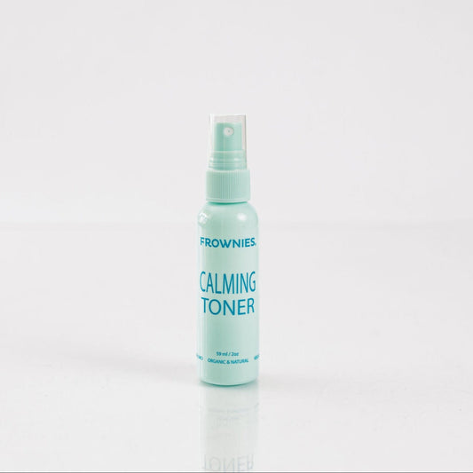 Frownies calming toner pictured on a clean white background 