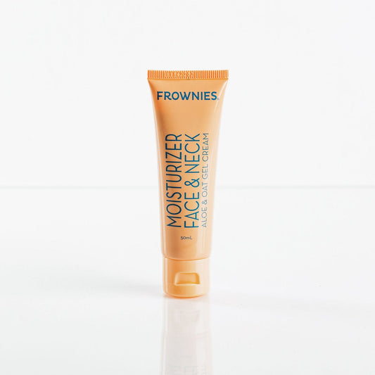 Frwonies moisturizer for face and neck with aloe and oat gel cream pictured on a clean white background