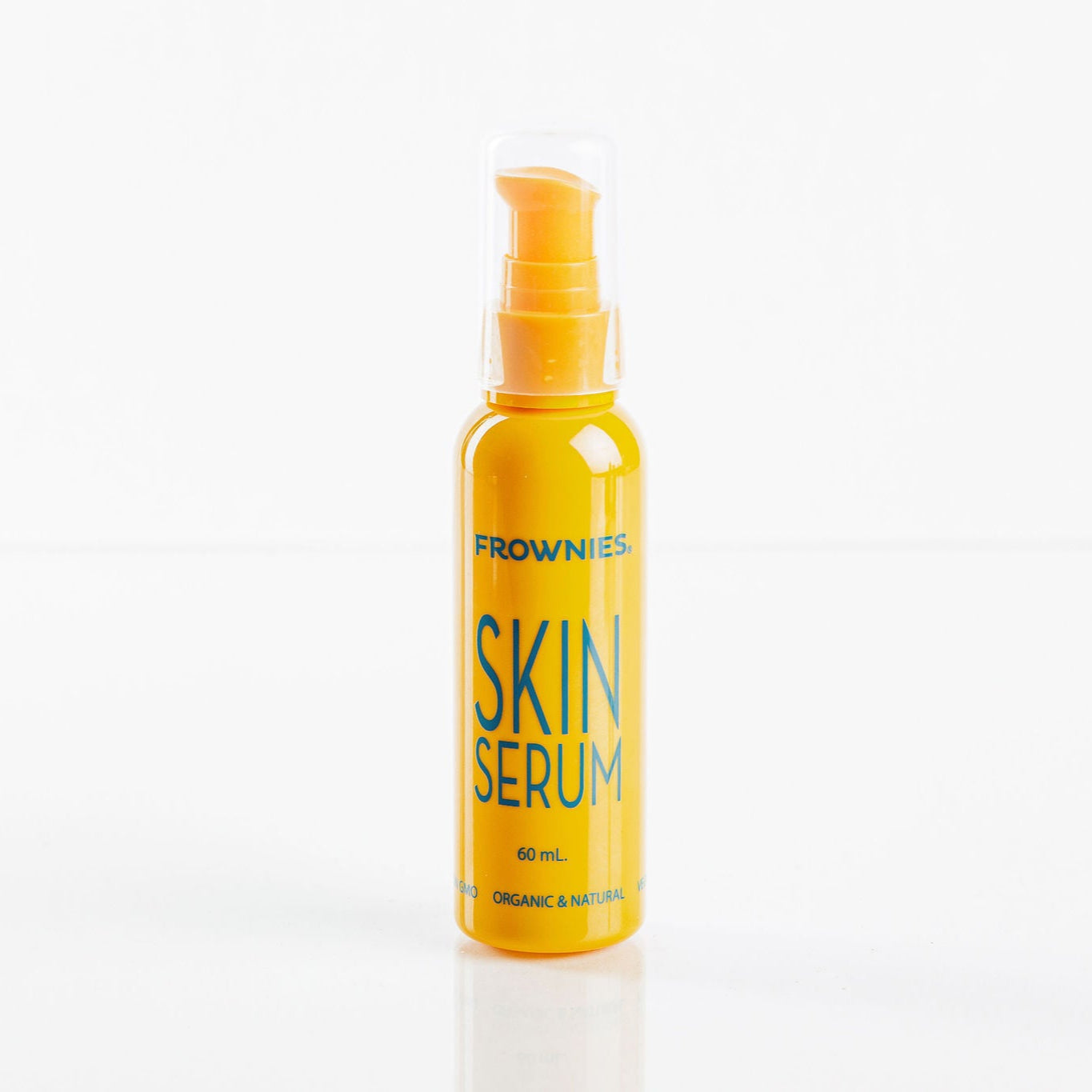 Frownies skin serum bottle shown pictured on a clean white background. Organic and natural, non GMO, vegn