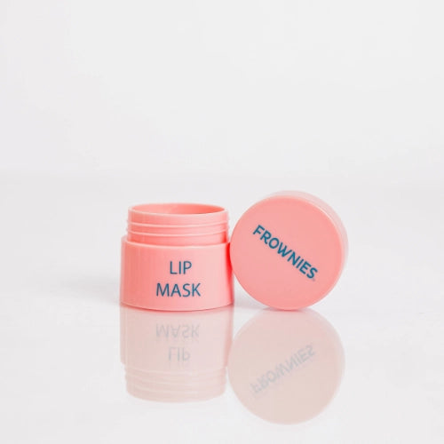 Frownies lip mask container shown with the lid off and on a clean white background 