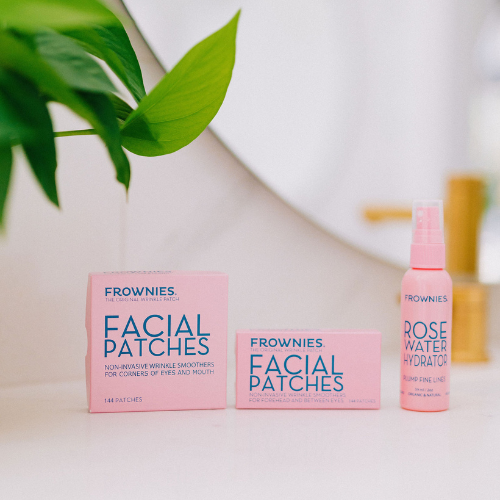 Frownies quick essentials - rose water hydrator spray and facial patches 