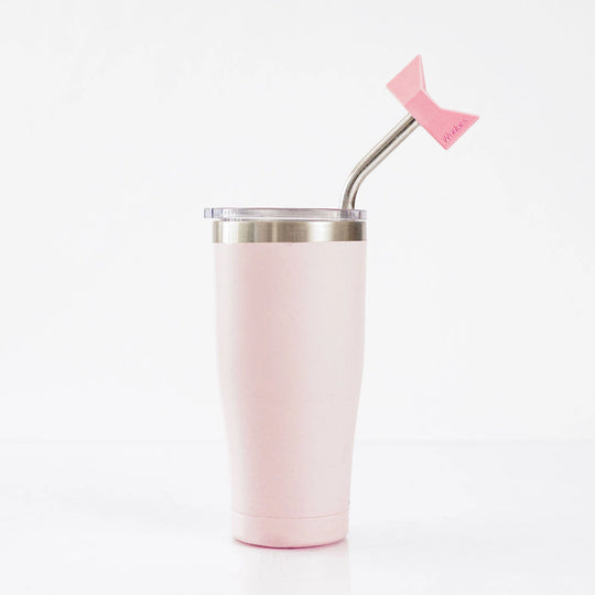 Frownies straw tip product displayed in a pink cup against a white background.